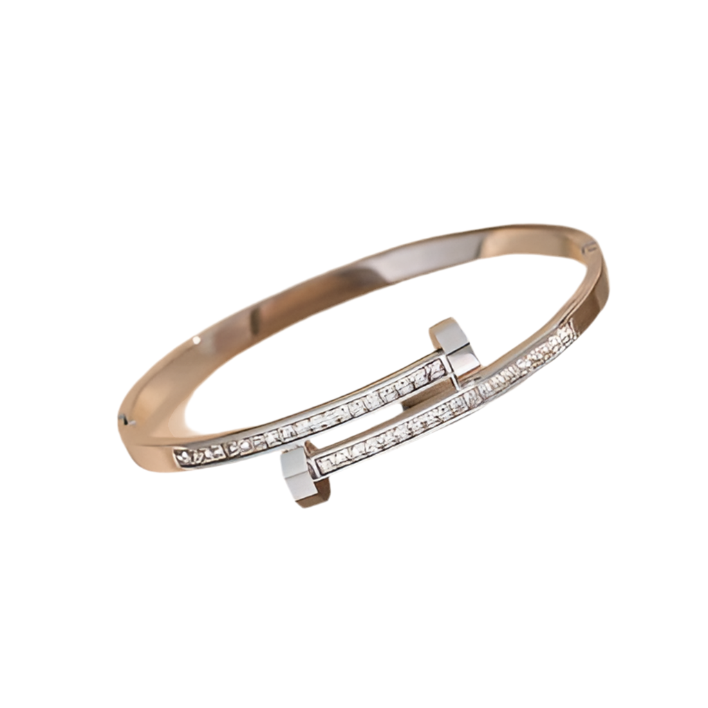 Ellipse Titanium Steel 18k Gold Plated Bangles