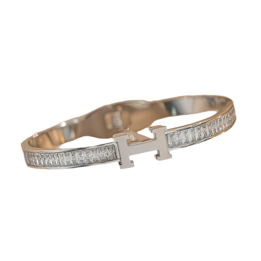 H Letter  Diamond Titanium Steel Bracelet